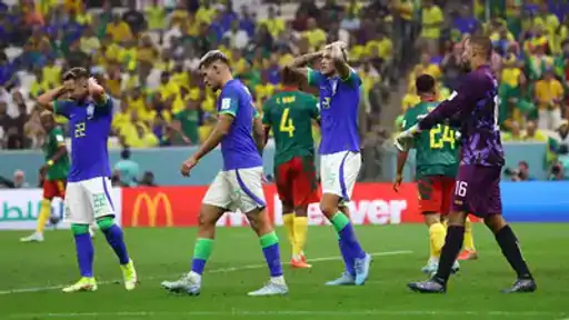 Brazil reached the knockout even after losing to Cameroon Cameroon beat Brazil 1-0