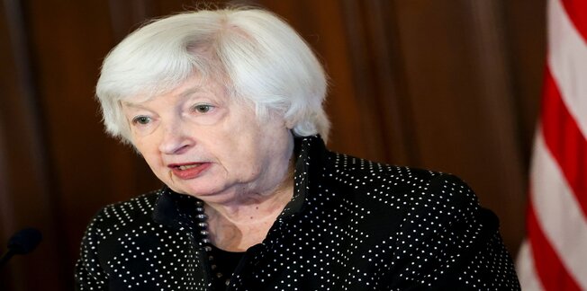 Janet Yellen, US treasury secretary, during a meeting with Serhiy Marchenko, Ukraine's finance minister, not pictured, at the Treasury Department during the annual meetings of the IMF and World Bank in Washington, DC, US, on Wednesday, Oct. 23, 2024. The Biden administration is preparing fresh sanctions aimed at restricting Russia's access to goods that sustain its military machine, Yellen said on Tuesday. Photographer: Ting Shen/Bloomberg via Getty Images